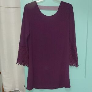 Charming Charlie,Rich Purple Lace Sleeves, Dress
